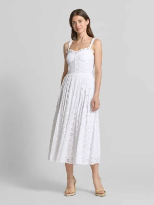 sukienka midi z haftem angielskim na całej powierzchni Lace & Beads