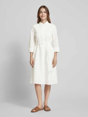 Sukienka midi z haftem angielskim Tommy Hilfiger