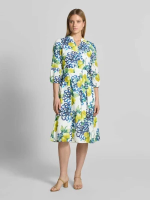 sukienka midi z kołnierzem z lamówką i listwą guzikową MORE & MORE