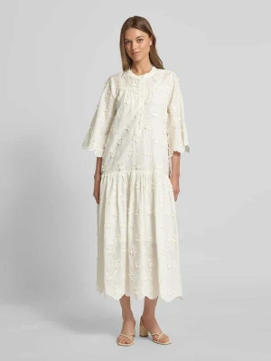 Sukienka midi z koronką szydełkową i falistym wykończeniem model ‘Timor’ LOLLYS LAUNDRY