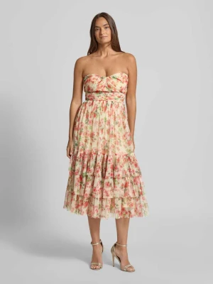 Sukienka midi z kwiatowym nadrukiem allover Lace & Beads