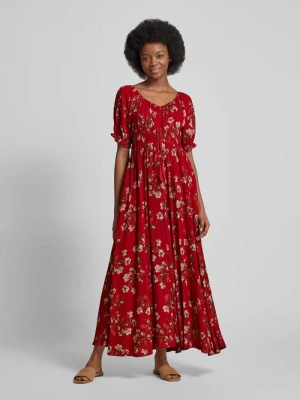 Sukienka midi z kwiatowym nadrukiem na całej powierzchni Apricot
