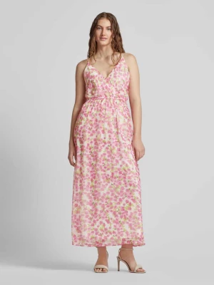 Sukienka midi z kwiatowym nadrukiem na całej powierzchni model ‘SMILLA’ Vero Moda