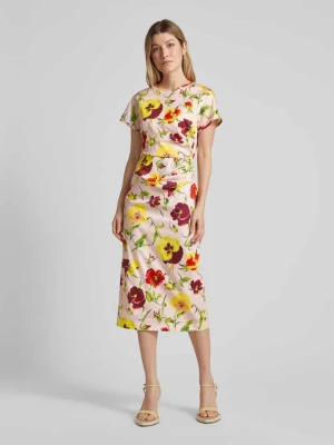 Zdjęcie produktu Sukienka midi z kwiatowym wzorem model ‘KIM’ Weekend Max Mara Różowy