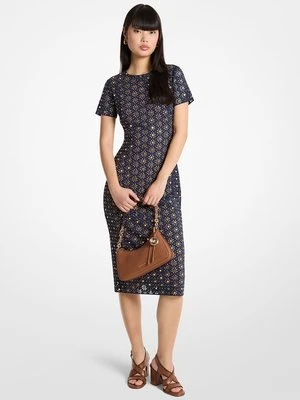 Sukienka midi z laserowo ciętymi lustrzanymi motywami MICHAEL Michael Kors