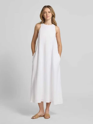 Sukienka midi z lnu z okrągłym dekoltem model 'UKARA' ECOALF