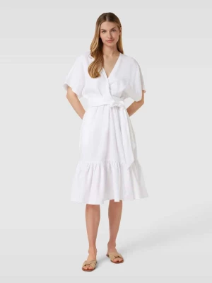 Sukienka midi z lnu z wiązanym paskiem model ‘LIGIANA’ Lauren Ralph Lauren
