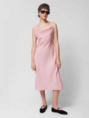 Sukienka midi z lyocellu - różowa OUTHORN