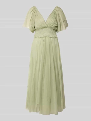 Sukienka midi z marszczeniami i dekoltem w serek Lace & Beads