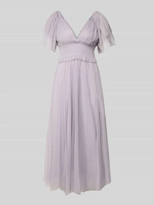 Sukienka midi z marszczeniami i dekoltem w serek Lace & Beads