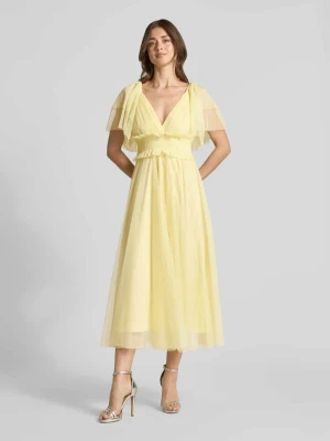 Sukienka midi z marszczeniami i dekoltem w serek Lace & Beads