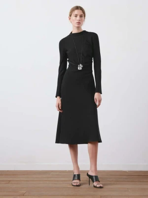 Sukienka midi z marszczeniem czarny - Kobieta - - MANGO