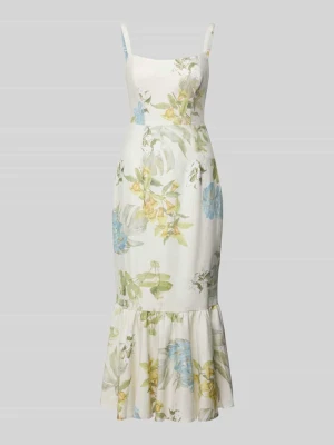 sukienka midi z mieszanka lnu z dołem obszytym falbaną model 'RORY' Guess