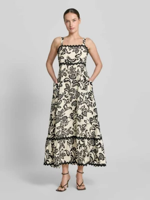 sukienka midi z mieszanka wiskozy z falisty brzeg Apricot