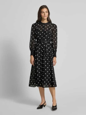 Sukienka midi z mieszanki lnu i jedwabiu z paskiem Marc Cain