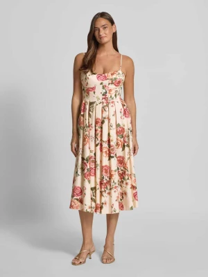 Sukienka midi z mieszanki lnu i wiskozy z wpuszczanymi kieszeniami Guess