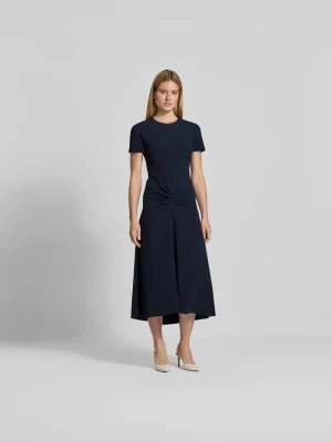 Sukienka midi z mieszanki wiskozy Victoria Beckham Ciemnoniebieski