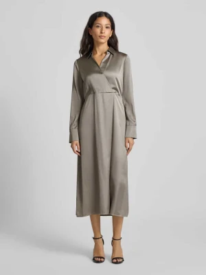 Sukienka midi z mieszanki wiskozy z dekoltem w serek Marc Cain