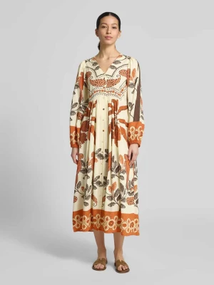 Sukienka midi z mieszanki wiskozy z dekoltem w serek model 'Sarai' LOLLYS LAUNDRY