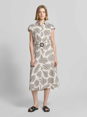 Sukienka midi z mieszanki wiskozy z domieszką lnu Apricot