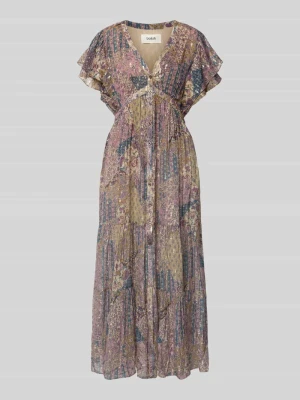 Sukienka midi z mieszanki wiskozy z rękawami z falbanami model 'PARETA' Bash