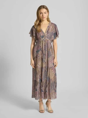 Sukienka midi z mieszanki wiskozy z rękawami z falbanami model 'PARETA' Bash