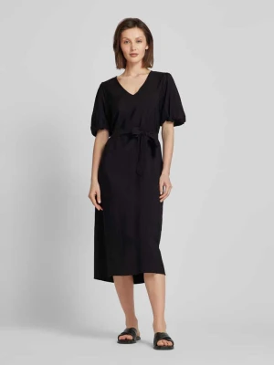 Sukienka midi z mieszanki wiskozy z wiązanym paskiem Object