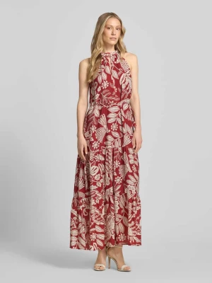 sukienka midi z mieszanki wiskozy z wycięciem w kształcie łezki na dekolt Oui