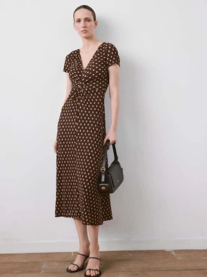 Sukienka midi z nadrukiem brązowy - Kobieta - - MANGO