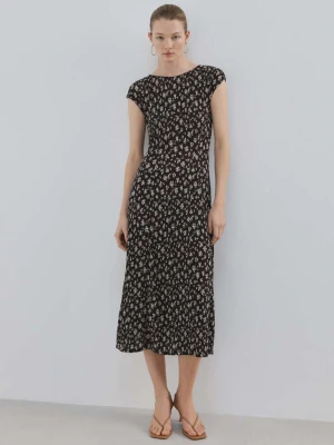Sukienka midi z nadrukiem w kwiaty brązowy - Kobieta - - MANGO