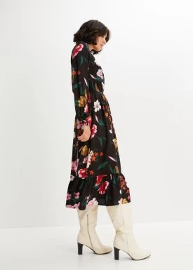 Sukienka midi z nadrukiem, ze zrównoważonej wiskozy bonprix