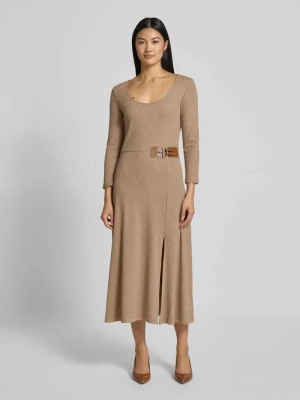 Sukienka midi z okrągłym dekoltem i rękawami o dł. 3/4 Lauren Ralph Lauren