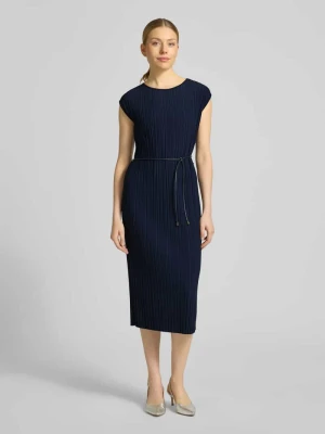 Sukienka midi z okrągłym dekoltem i wiązanym paskiem ROBE LÉGÈRE