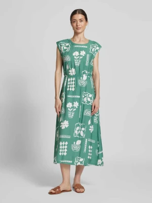 Sukienka midi z okrągłym dekoltem model ‘YETTA’ Ichi