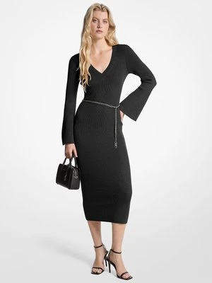 Sukienka midi z paskiem z mieszanki wełny MICHAEL Michael Kors