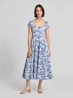 Sukienka midi z prostokątnym dekoltem model ‘WELLS’ Staud