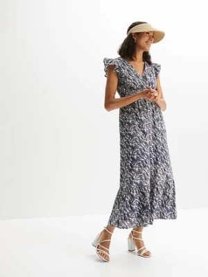 Sukienka midi z rękawami motylkowymi bonprix