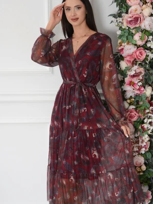 Sukienka midi z siateczki paisley bordo Zetta Cocomoda.pl - odzież damska, sukienki, buty, dodatki