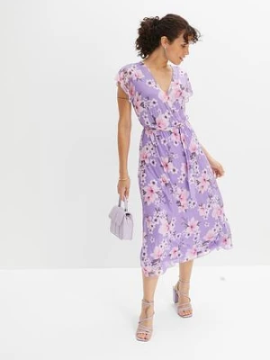 Sukienka midi z siatkowego materiału z nadrukiem bonprix