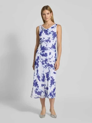 Sukienka midi z szyfonu z lejącym dekoltem Calvin Klein Womenswear