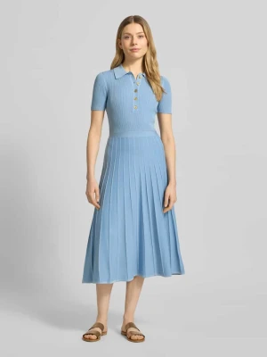 Sukienka midi z wiskozy z kołnierzykiem polo i listwą guzikową MICHAEL Michael Kors