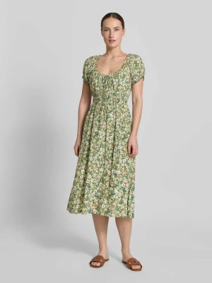 Sukienka midi z wiskozy z rękawami z falbanami Apricot