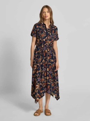 Sukienka midi z wiskozy z wpuszczanymi rękawami Apricot