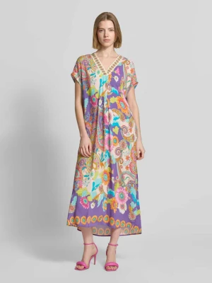 sukienka midi z wiskozy z wzorem na całej powierzchni Emily Van den Bergh