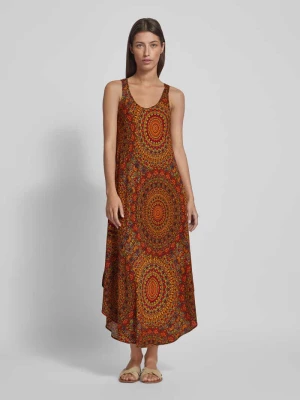 Sukienka midi z wiskozy ze wzorem na całej powierzchni Apricot