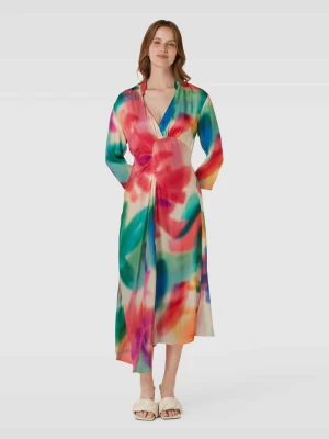 Sukienka midi z wiskozy ze wzorem na całej powierzchni Gant