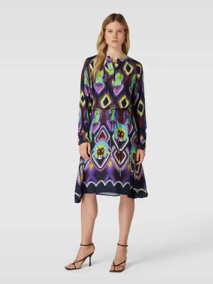 Sukienka midi z wiskozy ze wzorem na całej powierzchni milano italy
