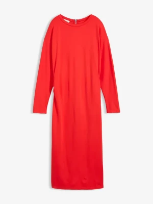 Sukienka midi z wygodnego materiału Punto di Roma BonPrix czerwony