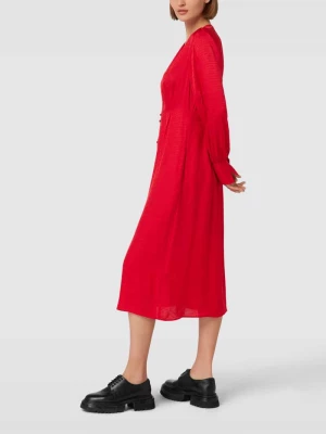 Sukienka midi z zakładkami w pasie model ‘JACQUARD’ Karl Lagerfeld
