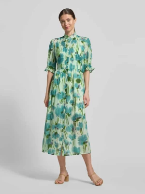 Sukienka midi ze stójką i plisami z mieszanki lyocellu i ramii LUISA CERANO